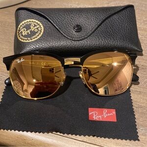 Ray-Ban Unisex Sunglasses with Gold-Tinted Lenses